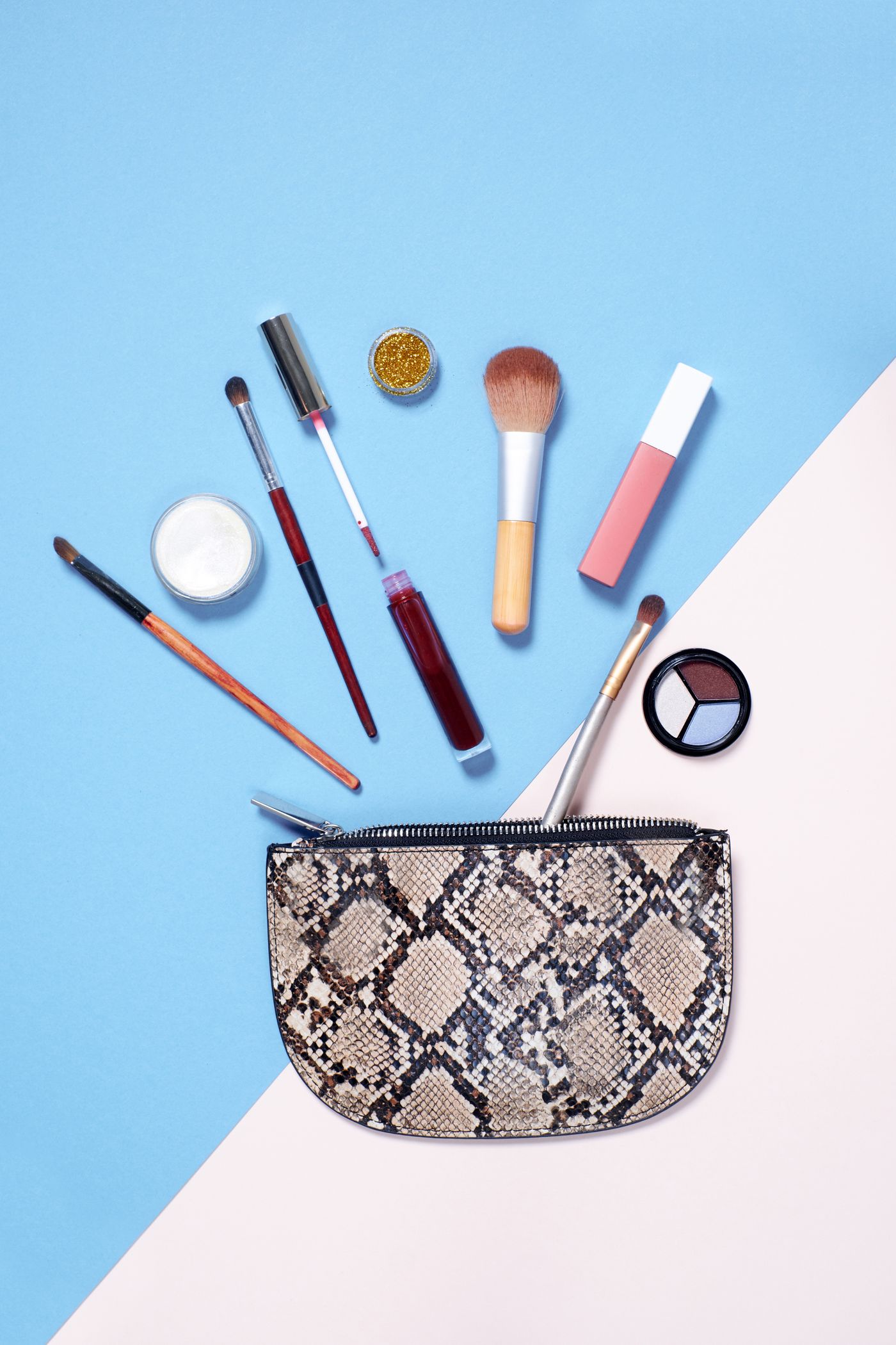 Mascara wands and a neutral eyeshadow palette