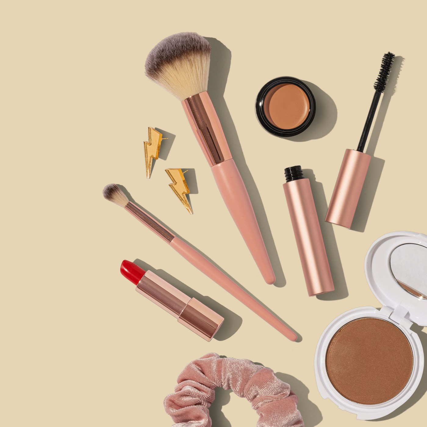 Makeup and skincare essentials on display